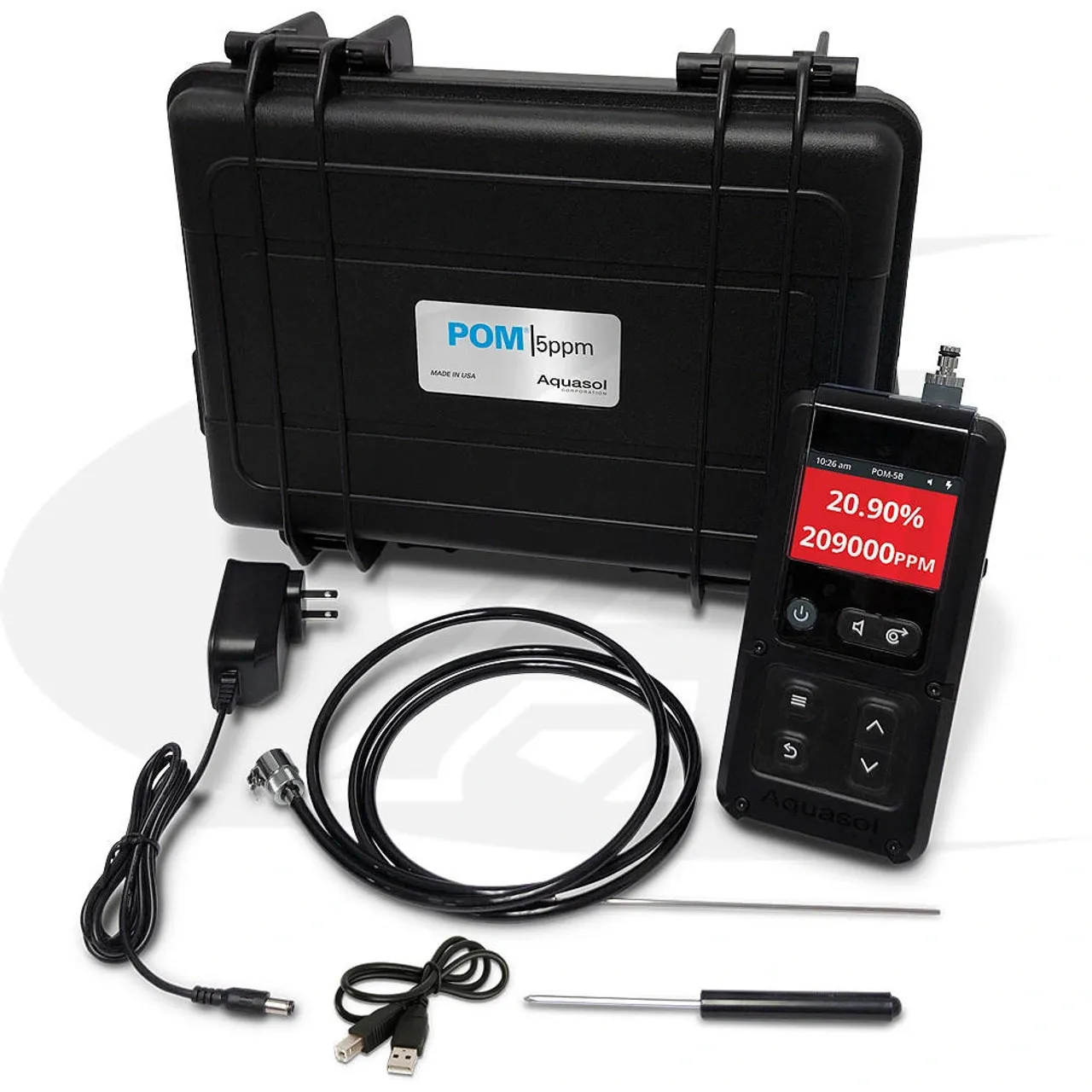 Aquasol POM-5B Programmable Handheld Precise Digital Oxygen Monitor & Accessories Kit