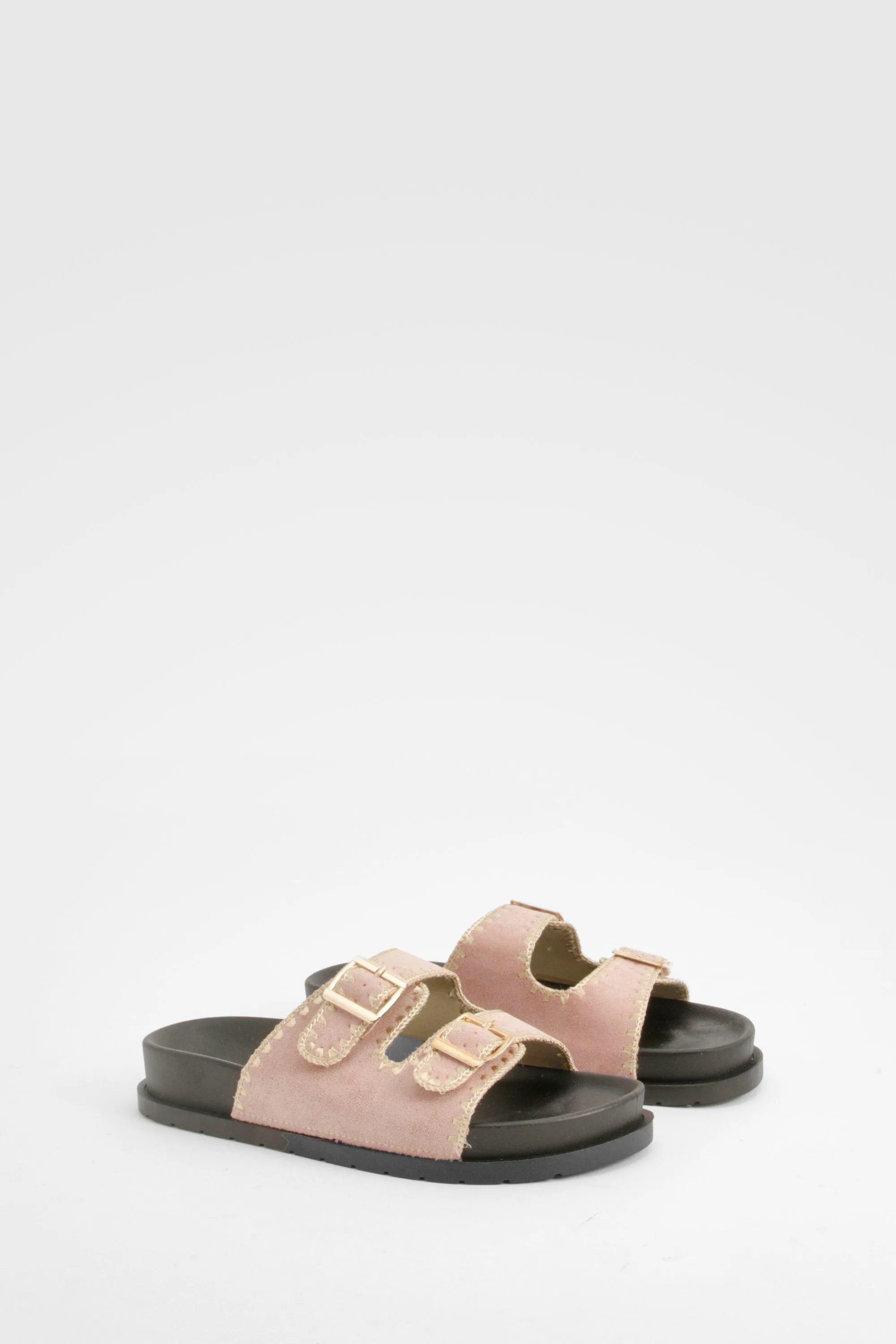 Contrast Stitch Footbed Slider