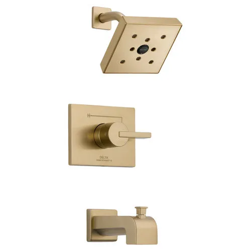 Delta Vero Monitor 14 Series H2Okinetic Tub/Shower Faucet with Rain Showerhead, Single-Handle, 1.75 GPM, Lever Handle, Champagne