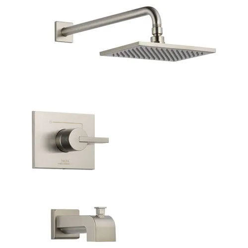 Delta Vero Monitor 14 Series Tub/Shower Faucet with Single-Setting Rain Showerhead, Single-Handle, 2.5 GPM, Lever Handle, Stainl