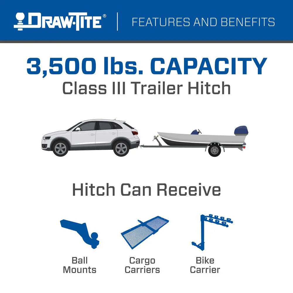 DRAW-TITE Class 3 Completely Hidden Trailer Hitch, Removable 2