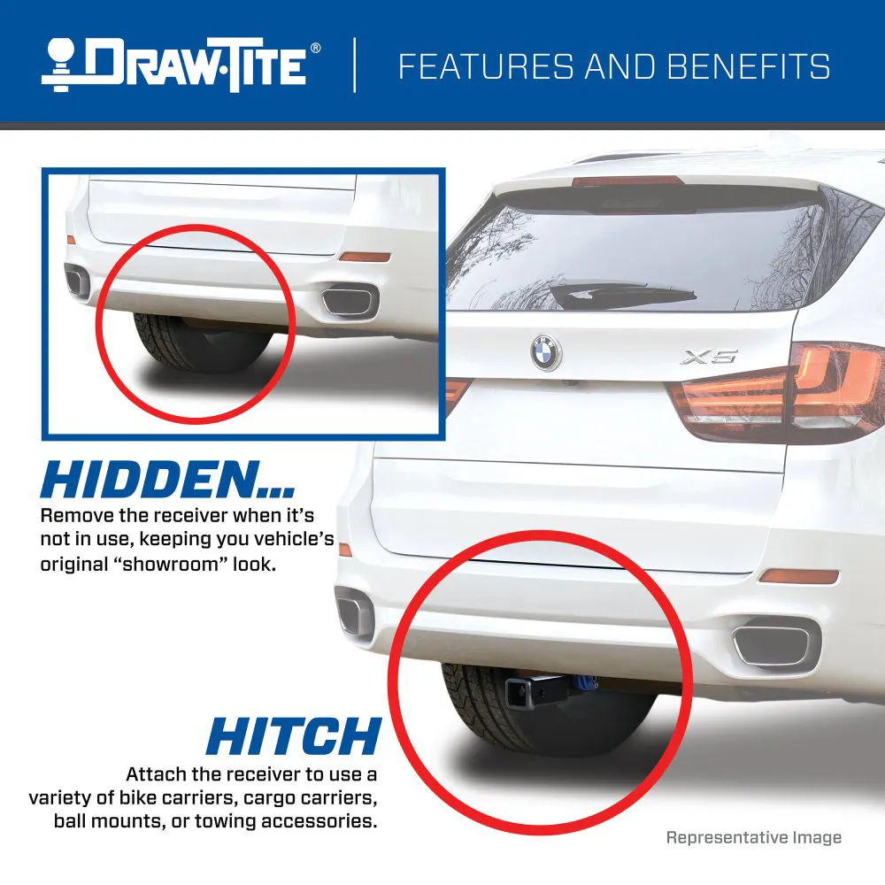 DRAW-TITE Class 3 Completely Hidden Trailer Hitch, Removable 2