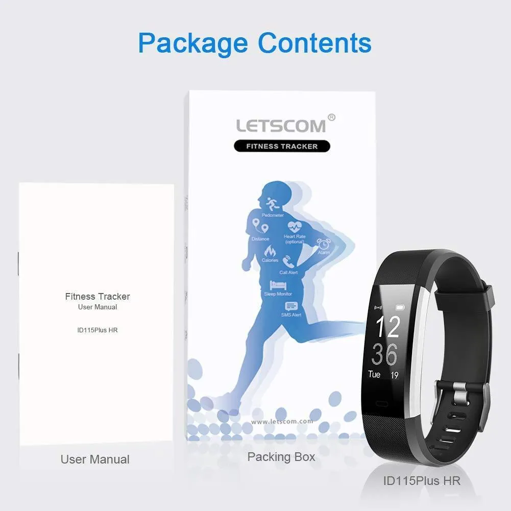 Fitness Tracker HR, Activity Tracker Watch with Heart Rate Monitor, Black