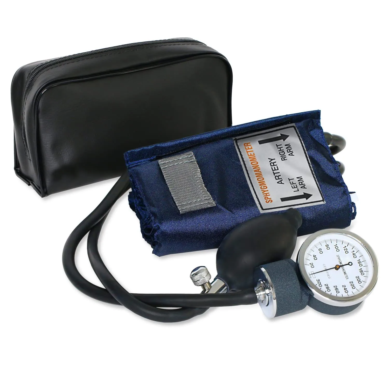 MABIS Aneroid Sphygmomanometer Manual Blood Pressure Monitor with Calibrated Nylon Thigh Cuff, Adult Size, Blue