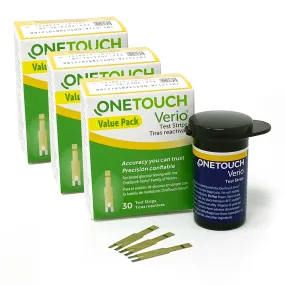 OneTouch Verio Test Strips For Diabetes Value Pack - 90 Count | Diabetic Test Strips For Blood Sugar Monitor | At Home Self Gluc